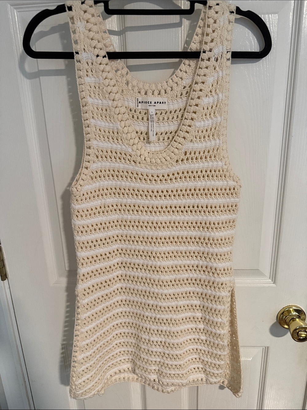 Apiece Apart Cream Crochet Knit Tank